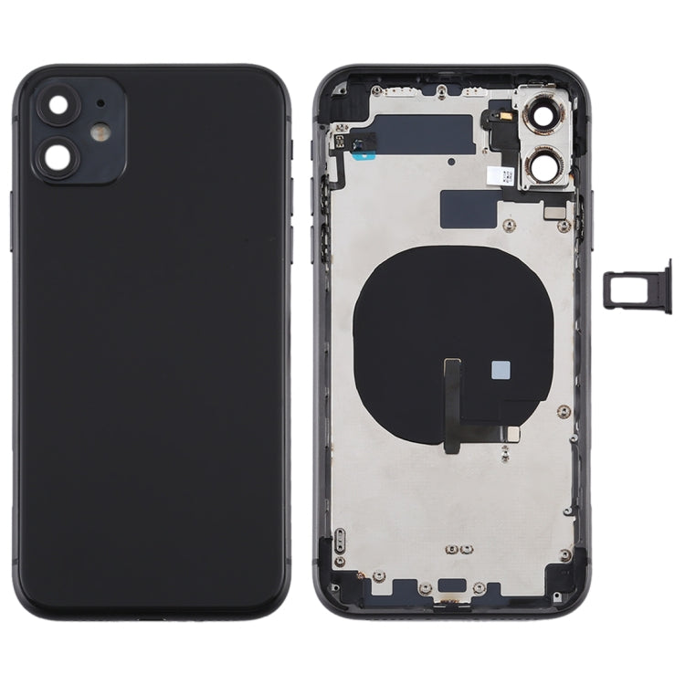 Cache arrière de la batterie (avec touches latérales, tiroir à cartes, câble flexible d'alimentation et de volume, module de charge sans fil) pour iPhone 11, pour iPhone 11
