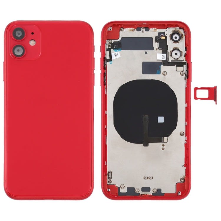 Cache arrière de la batterie (avec touches latérales, tiroir à cartes, câble flexible d'alimentation et de volume, module de charge sans fil) pour iPhone 11, pour iPhone 11
