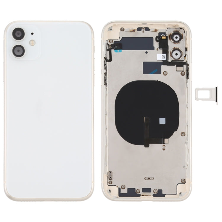 Cache arrière de la batterie (avec touches latérales, tiroir à cartes, câble flexible d'alimentation et de volume, module de charge sans fil) pour iPhone 11, pour iPhone 11
