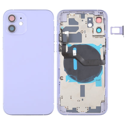 Battery Back Cover (with Side Keys & Card Tray & Power + Volume Flex Cable & Wireless Charging Module) for iPhone 12, For iPhone 12