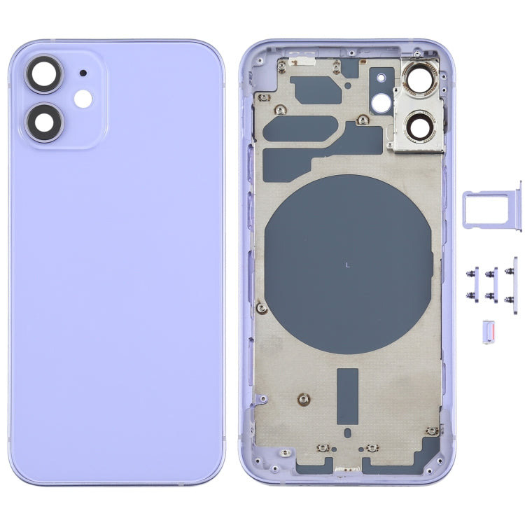 Back Housing Cover with SIM Card Tray & Side  Keys & Camera Lens for iPhone 12 mini(Green), For iPhone 12 mini, For iPhone 12 mini(Purple)