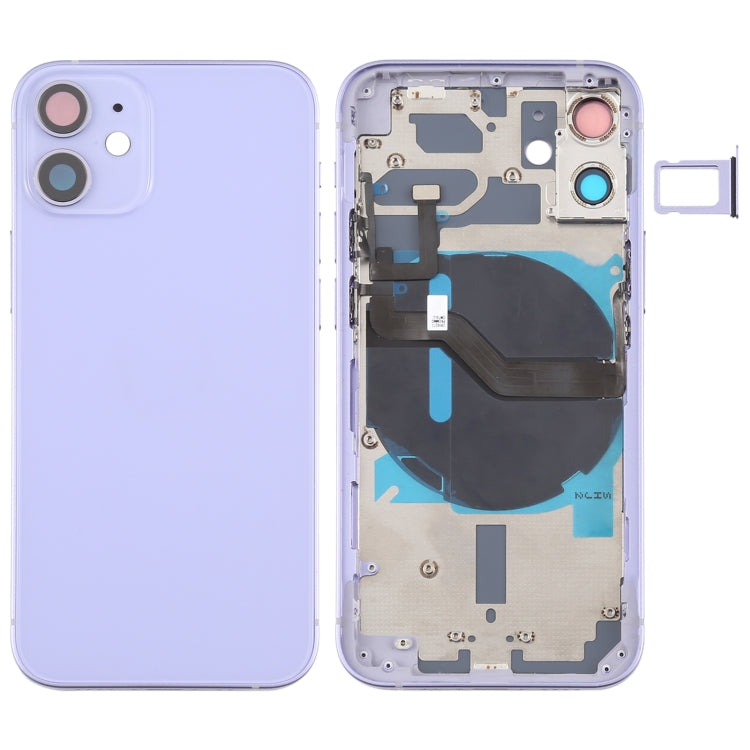 Cache arrière de la batterie (avec touches latérales, tiroir à cartes, câble flexible d'alimentation et de volume, module de charge sans fil) pour iPhone 12 Mini