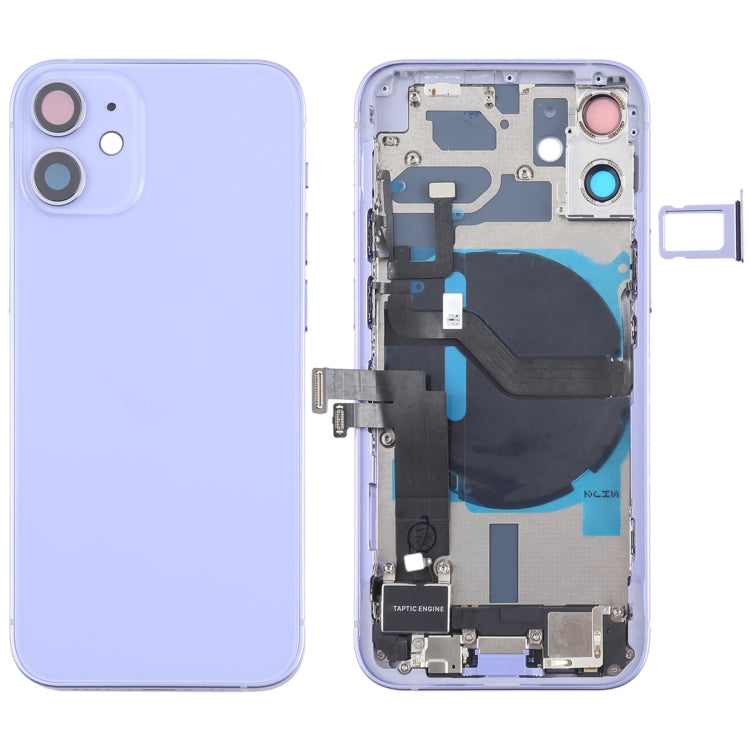 Battery Back Cover Assembly (with Side Keys & Speaker Ringer Buzzer & Motor & Camera Lens & Card Tray & Power Button + Volume Button + Charging Port & Wireless Charging Module) for iPhone 12 Mini, For iPhone 12 Mini (Assembly)