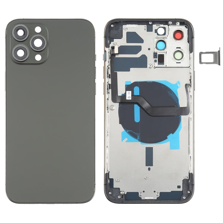 Cache arrière de la batterie (avec touches latérales, tiroir à cartes, câble flexible d'alimentation et de volume, module de charge sans fil) pour iPhone 12 Pro Max, pour iPhone 12 Pro Max