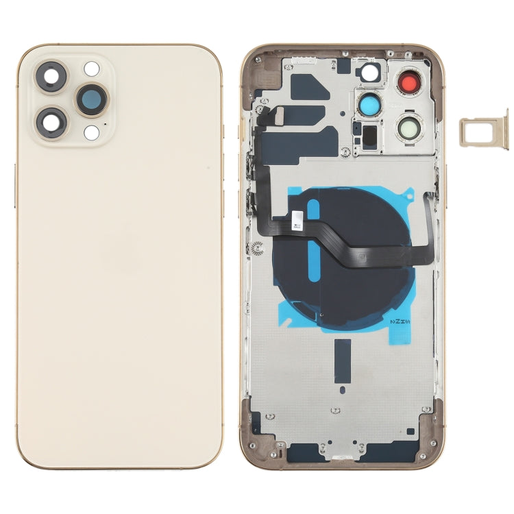 Cache arrière de la batterie (avec touches latérales, tiroir à cartes, câble flexible d'alimentation et de volume, module de charge sans fil) pour iPhone 12 Pro Max, pour iPhone 12 Pro Max