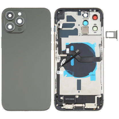 Cache arrière de batterie (avec touches latérales, haut-parleur, moteur, objectif de l'appareil photo, plateau pour carte, bouton d'alimentation, bouton de volume, port de charge et module de charge sans fil) pour iPhone 12 Pro Max (assemblage)