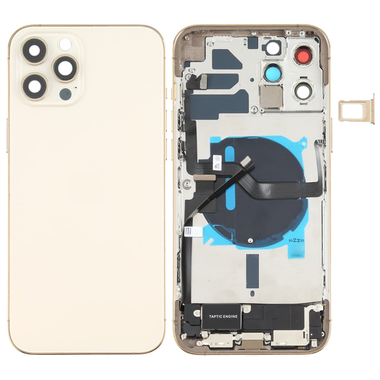 Cache arrière de batterie (avec touches latérales, haut-parleur, moteur, objectif de l'appareil photo, plateau pour carte, bouton d'alimentation, bouton de volume, port de charge et module de charge sans fil) pour iPhone 12 Pro Max (assemblage)