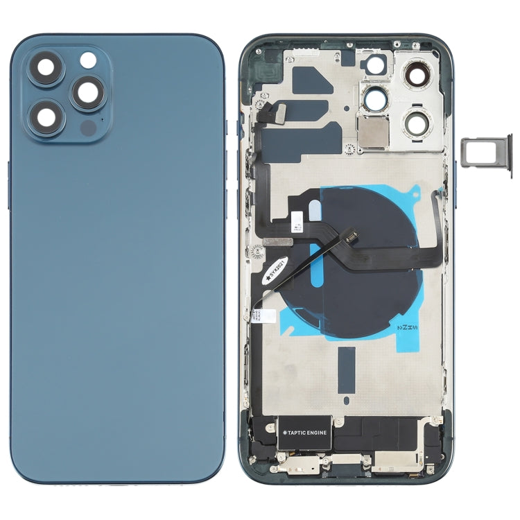 Cache arrière de batterie (avec touches latérales, haut-parleur, moteur, objectif de l'appareil photo, plateau pour carte, bouton d'alimentation, bouton de volume, port de charge et module de charge sans fil) pour iPhone 12 Pro Max (assemblage)