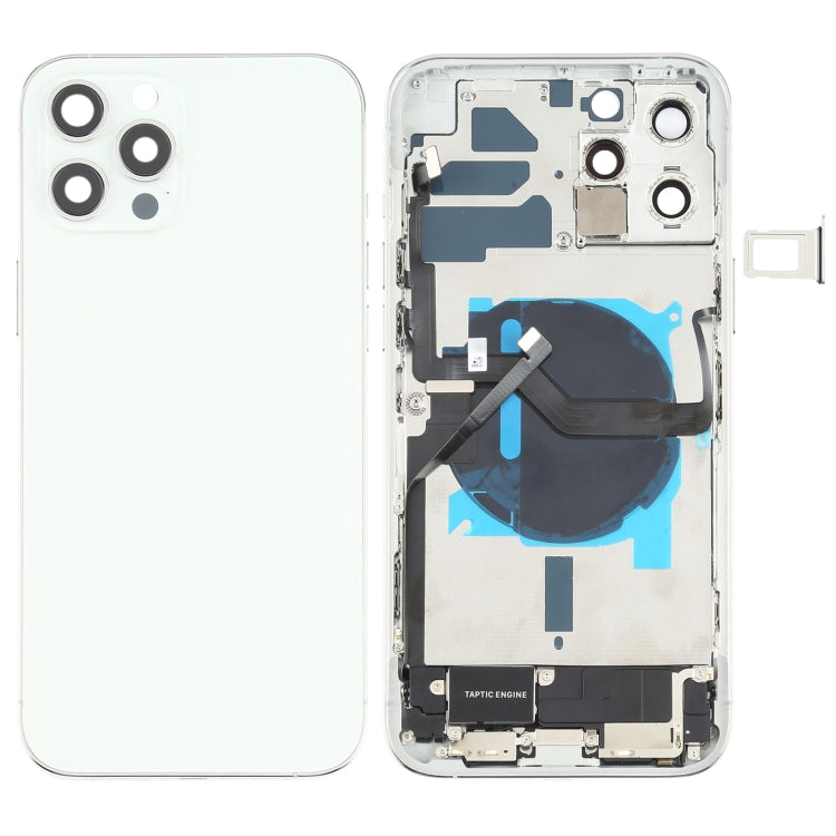 Cache arrière de batterie (avec touches latérales, haut-parleur, moteur, objectif de l'appareil photo, plateau pour carte, bouton d'alimentation, bouton de volume, port de charge et module de charge sans fil) pour iPhone 12 Pro Max (assemblage)