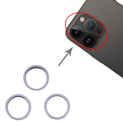 For iPhone 14 Pro 3PCS Rear Camera Glass Lens Metal Outside Protector Hoop Ring, For iPhone 14 Pro