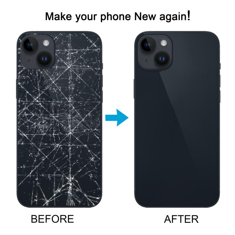 Coque arrière en verre pour iPhone 14 Plus avec support de flash et module de chargement sans fil