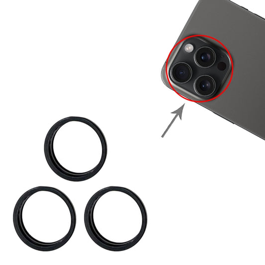 For iPhone 15 Pro / 15 Pro Max 3pcs/set Rear Camera Glass Lens Metal Outside Protector Hoop Ring, For iPhone 15 Pro / 15 Pro Max