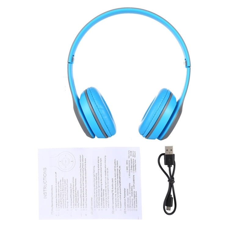 P47 Foldable Wireless Bluetooth Headphone with 3.5mm Audio Jack, Support MP3 / Call, P47 Blue, P47 Red, P47 White, P47 Green, P47 Black