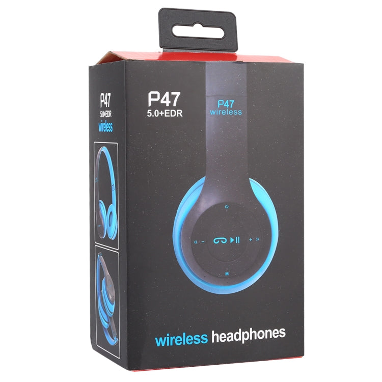 P47 Foldable Wireless Bluetooth Headphone with 3.5mm Audio Jack, Support MP3 / Call, P47 Blue, P47 Red, P47 White, P47 Green, P47 Black