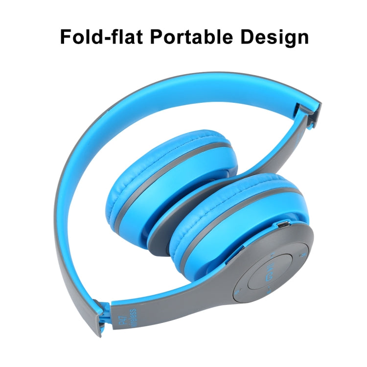 P47 Foldable Wireless Bluetooth Headphone with 3.5mm Audio Jack, Support MP3 / Call, P47 Blue, P47 Red, P47 White, P47 Green, P47 Black