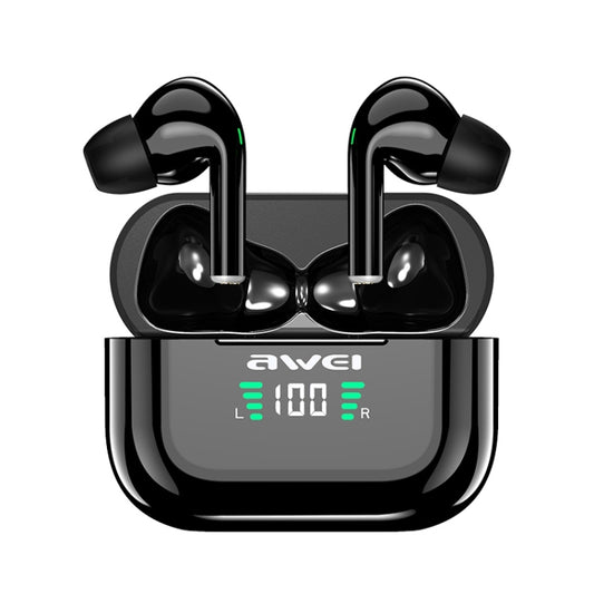Awei T29P Casque Bluetooth V5.0 à affichage numérique LED sans fil pour le sport, étanche IPX4, avec étui de chargement