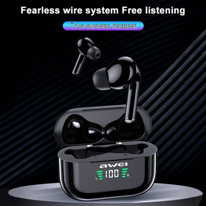 awei T29P Bluetooth V5.0 LED Digital Display Ture Wireless Sports IPX4 Waterproof TWS Headset with Charging Case