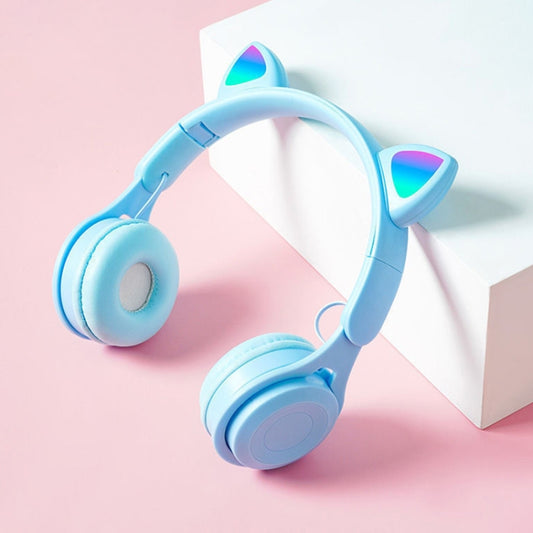 M6 Luminous Cat Ears Pure-color Foldable Bluetooth Headset with 3.5mm Jack & TF Card Slot, Pure-color Blue, Pure-color White, Pure-color Black, Pure-color Pink
