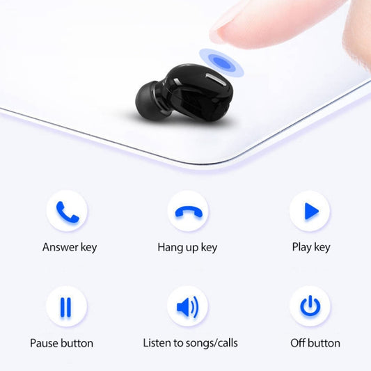 X9 Wireless Bluetooth 5.0 Mini In-Ear Unilateral Earphone, X9 Black, X9 White