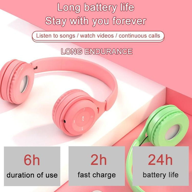 Y08 Hifi Sound Quality Macaron Bluetooth Headset, Supports Calling & TF Card & 3.5mm AUX