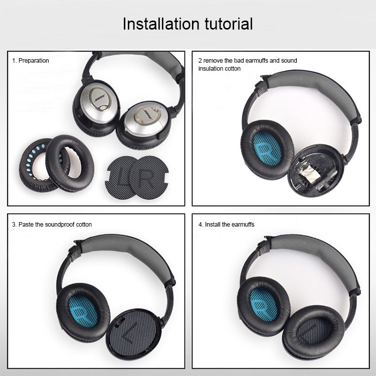 1 Paar weicher Ohrenschützer-Kopfhörerüberzug mit LR-Baumwolle für BOSE QC2 / QC15 / AE2 / QC25 / QC35