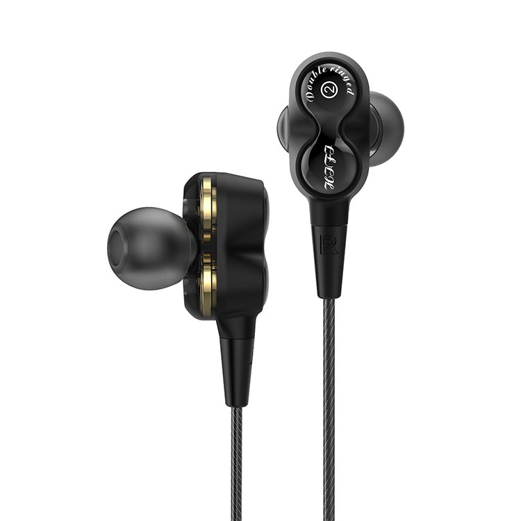 Écouteurs intra-auriculaires filaires D12 1,2 m interface 3,5 mm stéréo HIFI avec télécommande, casque de jeu de course à double boucle mobile avec emballage, D12 avec emballage (noir)