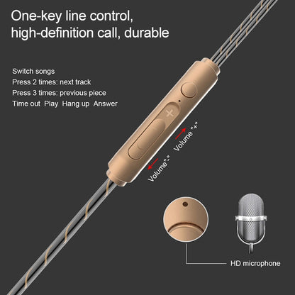 Écouteurs intra-auriculaires filaires D12 1,2 m interface 3,5 mm stéréo HIFI avec télécommande, casque de jeu de course à double boucle mobile avec emballage, D12 avec emballage (noir)