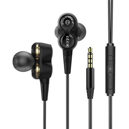 Écouteurs intra-auriculaires filaires D12 1,2 m interface 3,5 mm stéréo HIFI avec télécommande, casque de jeu de course à double boucle mobile avec emballage, D12 avec emballage (noir)