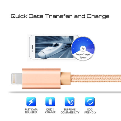 3A Woven Style Metal Head 8 Pin to USB Charge Data Cable, Cable Length: 1m, 1m 8 Pin