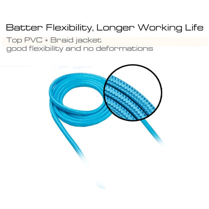 3m 3A Woven Style Metal Head 8 Pin to USB Data / Charger Cable, 3m 8 Pin