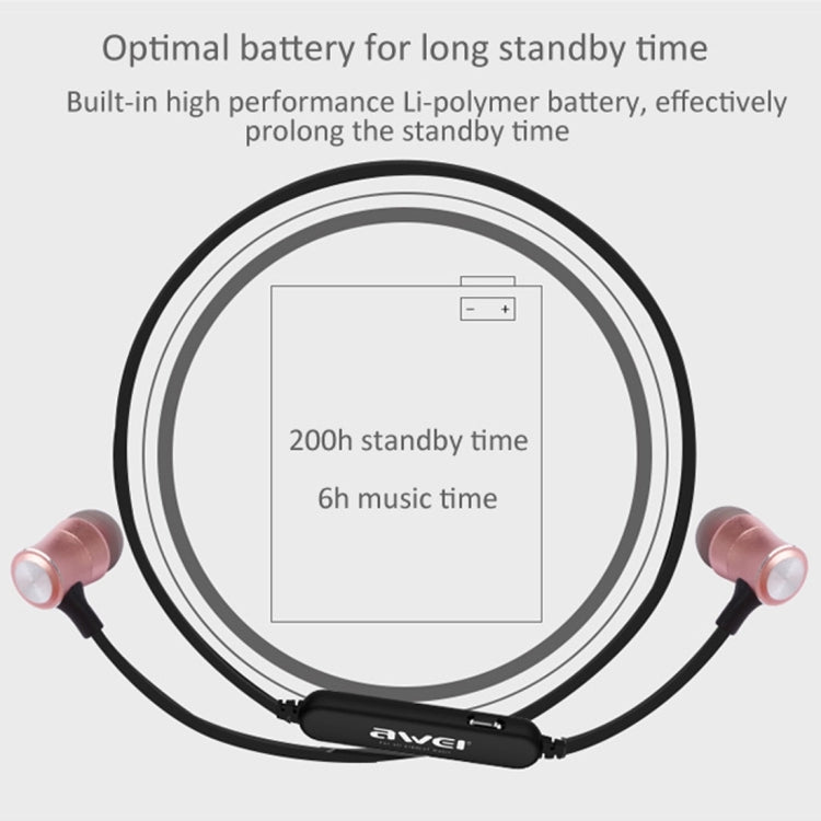 AWEI A921BL Wireless Sport Magnetic Bluetooth Earphone with Wire Control + Mic