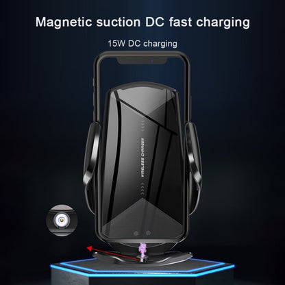 Q2 15W Universal Rotation Infrared Induction Magnetic Car Wireless Charging Mobile Phone Holder with Micro USB + 8 Pin + Type-C / USB-C Magnetic Connector