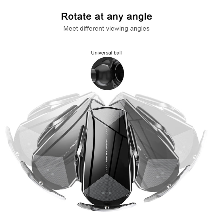 Q2 15W Universal Rotation Infrared Induction Magnetic Car Wireless Charging Mobile Phone Holder with Micro USB + 8 Pin + Type-C / USB-C Magnetic Connector