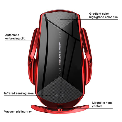 Q2 15W Universal Rotation Infrared Induction Magnetic Car Wireless Charging Mobile Phone Holder with Micro USB + 8 Pin + Type-C / USB-C Magnetic Connector, Q2 Silver, Q2 Blue, Q2 Red