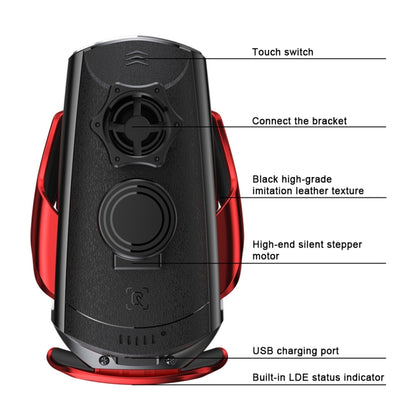 Q2 15W Universal Rotation Infrared Induction Magnetic Car Wireless Charging Mobile Phone Holder with Micro USB + 8 Pin + Type-C / USB-C Magnetic Connector, Q2 Silver, Q2 Blue, Q2 Red