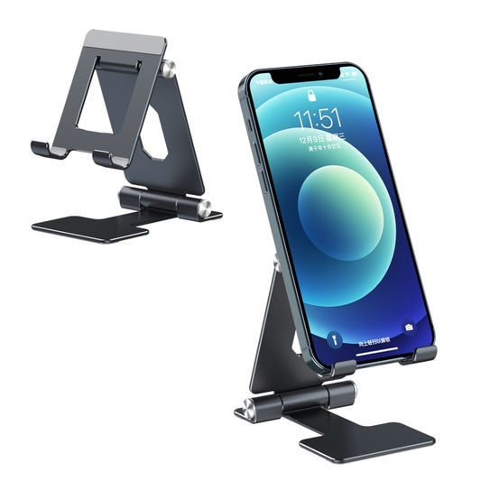 R-JUST SJ13 I-Shape Folding Portable Aluminum Alloy Mobile Phone Holder, (Black)