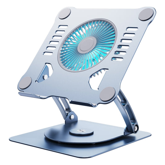 R-JUST HZ22-1 Ventilateur de bureau rotatif à double usage, support pour ordinateur portable en alliage d'aluminium, HZ22-1 (argent), HZ22-1 (gris)