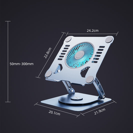 R- JUST HZ22-1 Rotating Dual-purpose Desktop Fan Aluminum Alloy Laptop Stand, HZ22-1 (Grey), HZ22-1 (Silver)