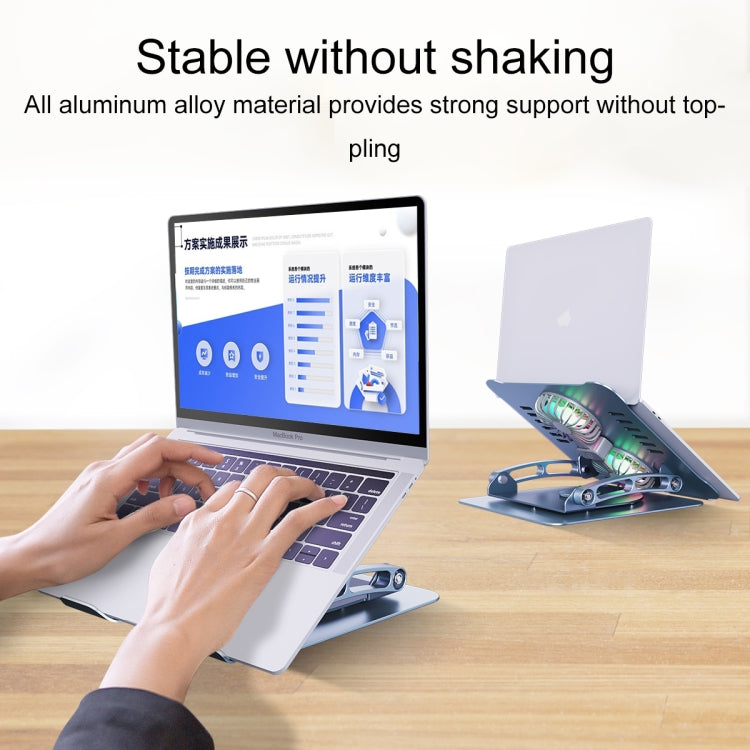 R- JUST HZ22-1 Rotating Dual-purpose Desktop Fan Aluminum Alloy Laptop Stand, HZ22-1 (Silver), HZ22-1 (Grey)
