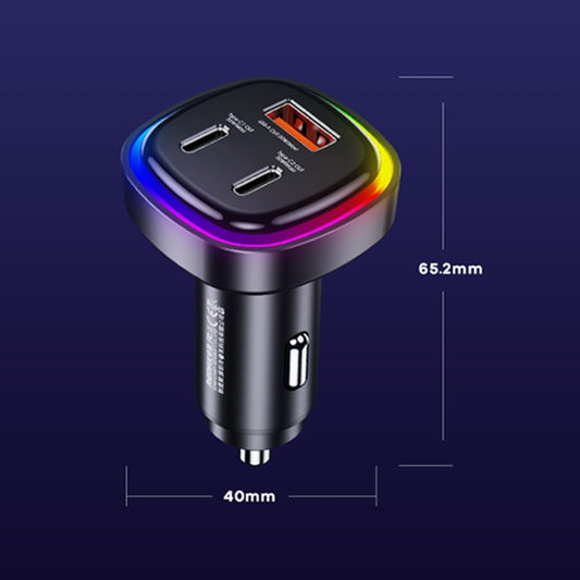 REMAX RCC330 Chargeur de voiture rapide 3 en 1 66W PD série Earl avec voyant lumineux, RCC330