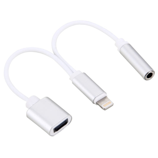 10cm 8 Pin Female & 3.5mm Audio Female to 8 Pin Male Charger Adapter Cable, Support All IOS Systems