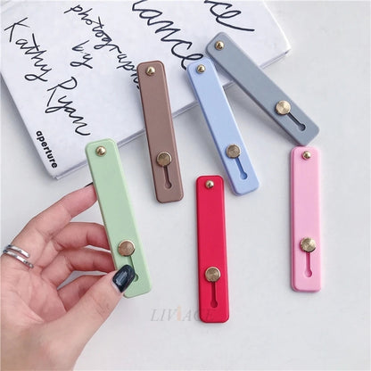 TPU-Leder-Fingerschlaufen-Handyhalter Desktop-Griffständer