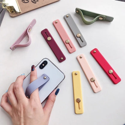 TPU Leather Finger Strap Phone Holder Desktop Grip Stand