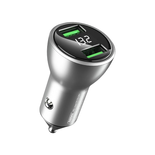 REMAX RCC106 Chargeur de voiture double USB 3,4 A série Vitor avec affichage numérique, couleur argent