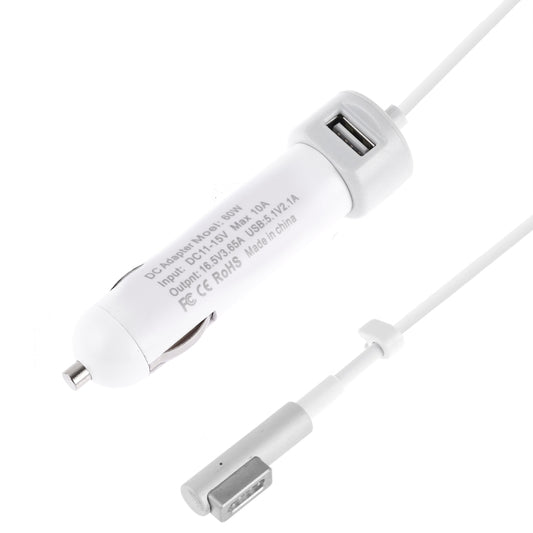 Chargeur de voiture 60W 5,1V 2,1A avec interface USB et câble de données L MagSafe 16,5V 3,65A, 16,5V 3,65A L MagSafe