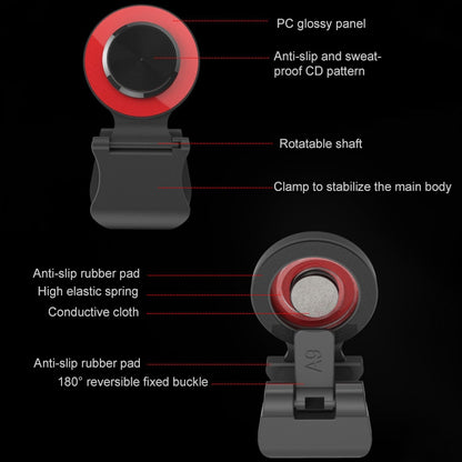A9 Direct Mobile Clip Games Joystick Artifact Hand Travel Button Sucker with Ring Holder for iPhone, Android Phone, Tablet, A9 Silver, A9 Gold, A9 REd