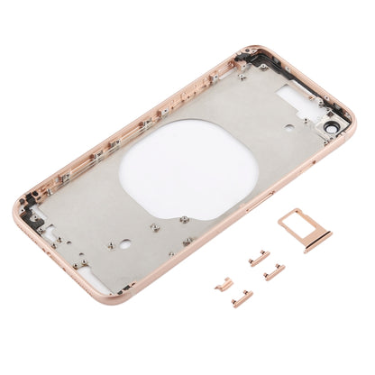 Transparent Battery Back Cover with Camera Lens Frame & SIM Card Tray & Side Keys for iPhone 8, For iPhone 8 (Transparent Gold)