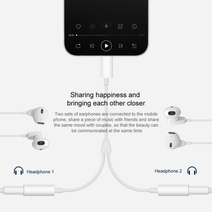 MH027 16cm 2 in 1 Dual 3.5mm Female to 8 Pin Male Audio Adapter