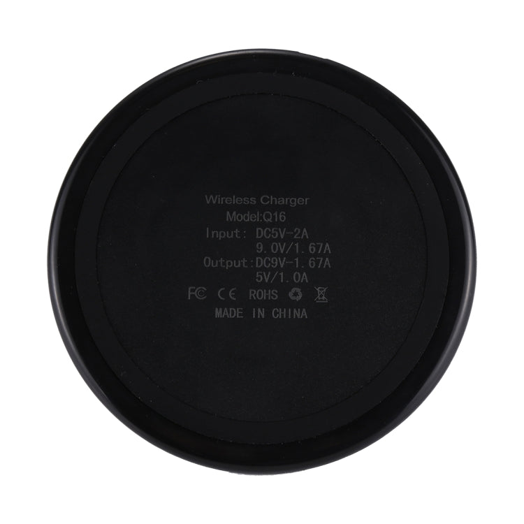DC 9V 1.67A / 5V 1A Universal Round Shape Qi Standard Fast Wireless Charger with Indicator Light, Round Shape