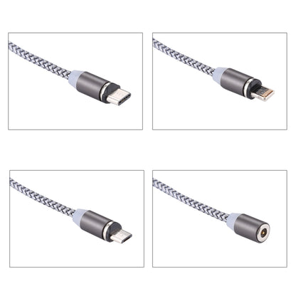 1.05m 8 Pin + Micro USB + USB-C / Type-C to USB Weave Data Sync Charging Cable with LED Indicator
